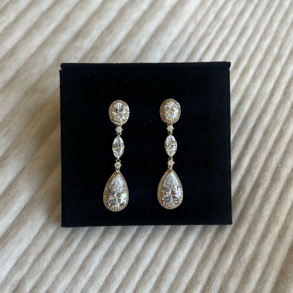 Nadri Oval Teardrop Diamond Drop Earrings